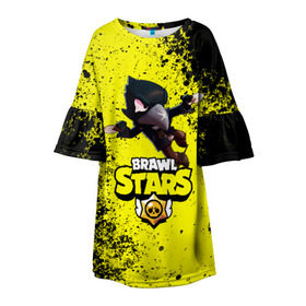 Детское платье 3D с принтом Brawl Stars CROW в Тюмени, 100% полиэстер | прямой силуэт, чуть расширенный к низу. Круглая горловина, на рукавах — воланы | brawl | brawl stars | crow | leon | stars | бравл | бравл старс | браво старс | игра | компьютерная | кров | леон | онлайн | старс