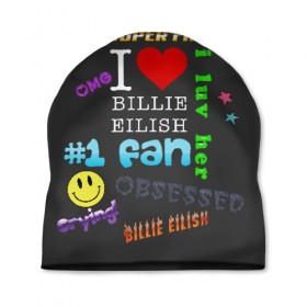 Шапка 3D с принтом Billie Eilish fan в Тюмени, 100% полиэстер | универсальный размер, печать по всей поверхности изделия | billie | eilish | айлиш | билли