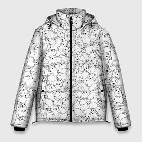 Мужская зимняя куртка 3D с принтом Белые мыши в Тюмени, верх — 100% полиэстер; подкладка — 100% полиэстер; утеплитель — 100% полиэстер | длина ниже бедра, свободный силуэт Оверсайз. Есть воротник-стойка, отстегивающийся капюшон и ветрозащитная планка. 

Боковые карманы с листочкой на кнопках и внутренний карман на молнии. | Тематика изображения на принте: белый | грызуны | крыса | мышка | мышь | петтерн | стая | толпа