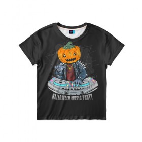 Детская футболка 3D с принтом Halloween party в Тюмени, 100% гипоаллергенный полиэфир | прямой крой, круглый вырез горловины, длина до линии бедер, чуть спущенное плечо, ткань немного тянется | diy | ghost | halloween | horror | makeup | scary | skull clown | trick or treat | вампир | ведьма | кошка | луна | магия | ночь | тыква | хэллоуин