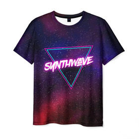 Мужская футболка 3D с принтом SYNTHWAVE / RETROWAVE в Тюмени, 100% полиэфир | прямой крой, круглый вырез горловины, длина до линии бедер | Тематика изображения на принте: hotline miami | neon | outrun | outrun electro | retrowave | synth | synthwave | неон | хотлайн майами