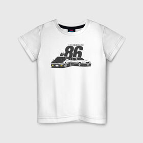 Детская футболка хлопок с принтом AE86 в Тюмени, 100% хлопок | круглый вырез горловины, полуприлегающий силуэт, длина до линии бедер | Тематика изображения на принте: ae 86 | bosozoku | bosozoku style | drag | drift | japan style | jdm | босудзоку | босузоку | дрифт