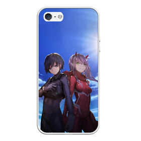 Чехол для iPhone 5/5S матовый с принтом Darling In The Franxx в Тюмени, Силикон | Область печати: задняя сторона чехла, без боковых панелей | 02 | anime | darling in the franxx | hiro | manga | zero two | аниме | ахегао | любимый во франксе | манга | милый во франксе | ноль два | хиро