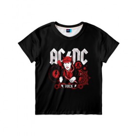 Детская футболка 3D с принтом AC/DC в Тюмени, 100% гипоаллергенный полиэфир | прямой крой, круглый вырез горловины, длина до линии бедер, чуть спущенное плечо, ткань немного тянется | ac | ac dc | dc | electro | metal | music | retro | rock | ас | дс | легенда | легенды | метал | музыка | рок | электричество | электро