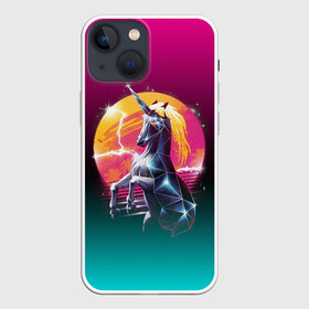 Чехол для iPhone 13 mini с принтом РЕТРО ЕДИНОРОГ НЕОН в Тюмени,  |  | hotline miami | neon | outrun | outrun electro | retro | retrowave | synth | synthwave | неон | ретро | хотлайн майами