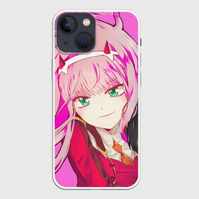 Чехол для iPhone 13 mini с принтом ноль два розовый фон в Тюмени,  |  | 02 | anime | darling in the franxx | hiro | manga | zero two | аниме | ахегао | любимый во франксе | манга | милый во франксе | ноль два | хиро