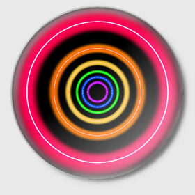 Значок с принтом Neon в Тюмени,  металл | круглая форма, металлическая застежка в виде булавки | neon | абстрактно | абстрактный | абстракция | кругами | круги | круглая | круглый | круглыми | кружки | крушки | неон | неонка | неоновые | неоновый | светящийся | яркий
