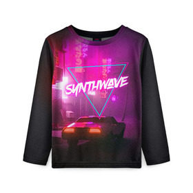 Детский лонгслив 3D с принтом SYNTHWAVE / RETROWAVE в Тюмени, 100% полиэстер | длинные рукава, круглый вырез горловины, полуприлегающий силуэт
 | hotline miami | neon | new retro wave | outrun | outrun electro | retro | retrowave | synth | synthwave | неон | ретро | хотлайн майами