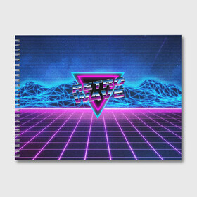 Альбом для рисования с принтом SYNTHWAVE RETROWAVE в Тюмени, 100% бумага
 | матовая бумага, плотность 200 мг. | hotline miami | neon | new retro wave | outrun | outrun electro | retro | retrowave | synth | synthwave | неон | ретро | хотлайн майами