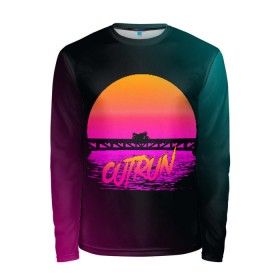 Мужской лонгслив 3D с принтом OUTRUN RETROWAVE в Тюмени, 100% полиэстер | длинные рукава, круглый вырез горловины, полуприлегающий силуэт | hotline miami | neon | new retro wave | outrun | outrun electro | retro | retrowave | synth | synthwave | неон | ретро | хотлайн майами