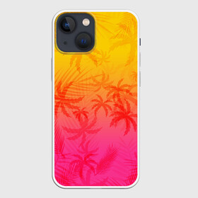 Чехол для iPhone 13 mini с принтом РЕТРО ПАЛЬМЫ в Тюмени,  |  | hotline miami | neon | new retro wave | outrun | outrun electro | paints | palmen | rainbow | retro | retrowave | summer | synth | synthwave | tropical | брызги | брызги красок | звёзды | космос | краски | лето | неон | пальмы | радуга | 