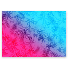 Поздравительная открытка с принтом НЕОНОВЫЕ ПАЛЬМЫ / NEON в Тюмени, 100% бумага | плотность бумаги 280 г/м2, матовая, на обратной стороне линовка и место для марки
 | hotline miami | neon | new retro wave | outrun | outrun electro | paints | palmen | rainbow | retro | retrowave | summer | synth | synthwave | tropical | брызги | брызги красок | звёзды | космос | краски | лето | неон | пальмы | радуга | 