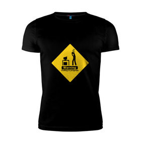 Мужская футболка премиум с принтом Coding in progress в Тюмени, 92% хлопок, 8% лайкра | приталенный силуэт, круглый вырез ворота, длина до линии бедра, короткий рукав | админ | айтишник | ит | кодер | программист | психанул | сисадмин