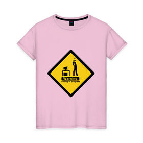 Женская футболка хлопок с принтом Coding in progress в Тюмени, 100% хлопок | прямой крой, круглый вырез горловины, длина до линии бедер, слегка спущенное плечо | админ | айтишник | ит | кодер | программист | психанул | сисадмин