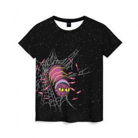 Женская футболка 3D с принтом SPIDER MORTY в Тюмени, 100% полиэфир ( синтетическое хлопкоподобное полотно) | прямой крой, круглый вырез горловины, длина до линии бедер | Тематика изображения на принте: bat rick | spider morty | vdgerir | морти | паук морти | рик | рик и морти
