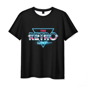 Мужская футболка 3D с принтом The Retro Wave в Тюмени, 100% полиэфир | прямой крой, круглый вырез горловины, длина до линии бедер | 80 | cyber | game | hotline | hotlinemiami | maiami | music | outrun | retro | retrowave | synth | synthwave | игра | кибер | ретро