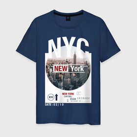 Мужская футболка хлопок с принтом New York City в Тюмени, 100% хлопок | прямой крой, круглый вырез горловины, длина до линии бедер, слегка спущенное плечо. | new york | usa | америка | города | нью йорк | страны | сша | туризм | туристические