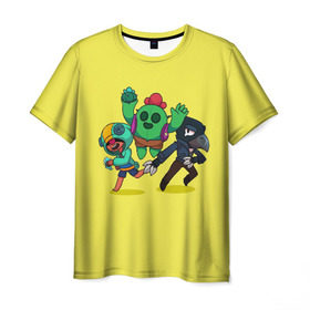 Мужская футболка 3D с принтом Brawl Stars в Тюмени, 100% полиэфир | прямой крой, круглый вырез горловины, длина до линии бедер | brawl | brawl stars | crow | leon | stars | бравл | бравл старс | браво старс | игра | компьютерная | кров | леон | онлайн | старс