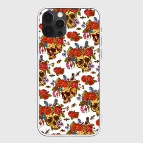 Чехол для iPhone 12 Pro Max с принтом Skulls and Roses в Тюмени, Силикон |  | flowers | halloween | rose | skull | tattoo | жуки | насекомые | роза | тату | татуировка | хеллоуин | хэллоуин | цветок | цветы | череп