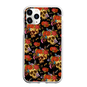 Чехол для iPhone 11 Pro Max матовый с принтом Skulls and Roses в Тюмени, Силикон |  | flowers | halloween | rose | skull | tattoo | жуки | насекомые | роза | тату | татуировка | хеллоуин | хэллоуин | цветок | цветы | череп