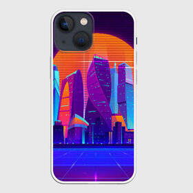 Чехол для iPhone 13 mini с принтом НЕОНОВЫЙ ГОРОД в Тюмени,  |  | galaxy | geometry | hotline miami | neon | new retro wave | outrun | outrun electro | retro | retrowave | space | synth | synthwave | геометрия | космос | неон | ретро | фигуры | хотлайн майами