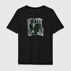 Мужская футболка хлопок Oversize с принтом Lizer (Не ангел) в Тюмени, 100% хлопок | свободный крой, круглый ворот, “спинка” длиннее передней части | Тематика изображения на принте: lizer | лизер | не ангел | реп | рэп