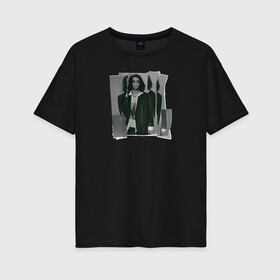 Женская футболка хлопок Oversize с принтом Lizer (Не ангел) в Тюмени, 100% хлопок | свободный крой, круглый ворот, спущенный рукав, длина до линии бедер
 | lizer | лизер | не ангел | реп | рэп