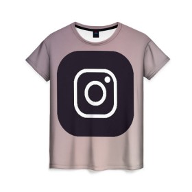Женская футболка 3D с принтом instagram(logo and background) в Тюмени, 100% полиэфир ( синтетическое хлопкоподобное полотно) | прямой крой, круглый вырез горловины, длина до линии бедер | instagram | logo | инстаграм | лого | мягкие цвета | приложение | простая картинка | фотоаппарат | черная картинка | черный | черный значок | черный цвет