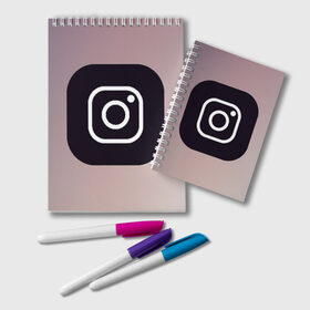 Блокнот с принтом instagram(logo and background) в Тюмени, 100% бумага | 48 листов, плотность листов — 60 г/м2, плотность картонной обложки — 250 г/м2. Листы скреплены удобной пружинной спиралью. Цвет линий — светло-серый
 | instagram | logo | инстаграм | лого | мягкие цвета | приложение | простая картинка | фотоаппарат | черная картинка | черный | черный значок | черный цвет