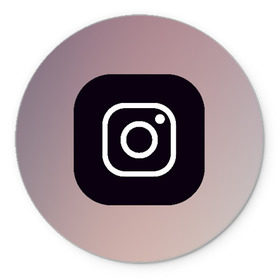 Коврик для мышки круглый с принтом instagram(logo and background) в Тюмени, резина и полиэстер | круглая форма, изображение наносится на всю лицевую часть | Тематика изображения на принте: instagram | logo | инстаграм | лого | мягкие цвета | приложение | простая картинка | фотоаппарат | черная картинка | черный | черный значок | черный цвет
