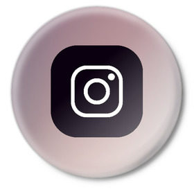 Значок с принтом instagram(logo and background) в Тюмени,  металл | круглая форма, металлическая застежка в виде булавки | instagram | logo | инстаграм | лого | мягкие цвета | приложение | простая картинка | фотоаппарат | черная картинка | черный | черный значок | черный цвет