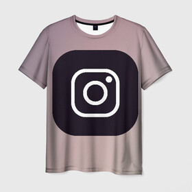 Мужская футболка 3D с принтом instagram(logo and background) в Тюмени, 100% полиэфир | прямой крой, круглый вырез горловины, длина до линии бедер | instagram | logo | инстаграм | лого | мягкие цвета | приложение | простая картинка | фотоаппарат | черная картинка | черный | черный значок | черный цвет