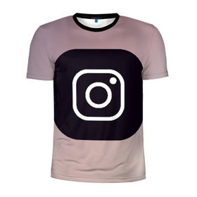 Мужская футболка 3D спортивная с принтом instagram(logo and background) в Тюмени, 100% полиэстер с улучшенными характеристиками | приталенный силуэт, круглая горловина, широкие плечи, сужается к линии бедра | Тематика изображения на принте: instagram | logo | инстаграм | лого | мягкие цвета | приложение | простая картинка | фотоаппарат | черная картинка | черный | черный значок | черный цвет