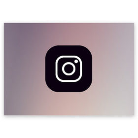 Поздравительная открытка с принтом instagram(logo and background) в Тюмени, 100% бумага | плотность бумаги 280 г/м2, матовая, на обратной стороне линовка и место для марки
 | Тематика изображения на принте: instagram | logo | инстаграм | лого | мягкие цвета | приложение | простая картинка | фотоаппарат | черная картинка | черный | черный значок | черный цвет