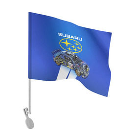 Флаг для автомобиля с принтом Subaru в Тюмени, 100% полиэстер | Размер: 30*21 см | sti | subaru | subaru impreza | subaru impreza wrx sti | subaru sti | субару | субару импреза