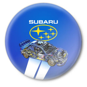 Значок с принтом Subaru в Тюмени,  металл | круглая форма, металлическая застежка в виде булавки | Тематика изображения на принте: sti | subaru | subaru impreza | subaru impreza wrx sti | subaru sti | субару | субару импреза
