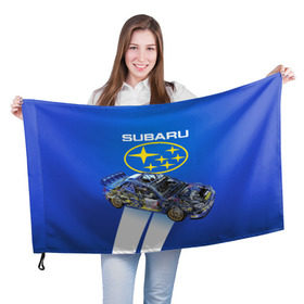 Флаг 3D с принтом Subaru в Тюмени, 100% полиэстер | плотность ткани — 95 г/м2, размер — 67 х 109 см. Принт наносится с одной стороны | sti | subaru | subaru impreza | subaru impreza wrx sti | subaru sti | субару | субару импреза