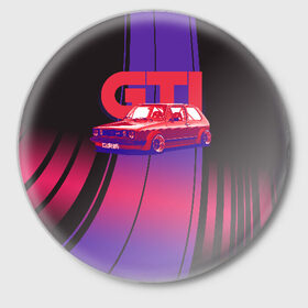 Значок с принтом Golf GTI в Тюмени,  металл | круглая форма, металлическая застежка в виде булавки | golf | golf gti | volkswagen | вольксваген | фолькс ваген | фольксваген