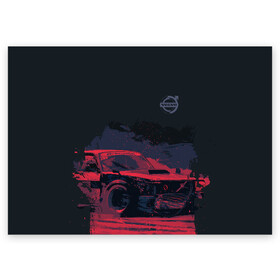 Поздравительная открытка с принтом Bosozoku Volvo в Тюмени, 100% бумага | плотность бумаги 280 г/м2, матовая, на обратной стороне линовка и место для марки
 | auto | bosozoku | motor | motor car | sport car | volvo | автомашина | легковой автомобиль | спортивный автомобиль | тачка