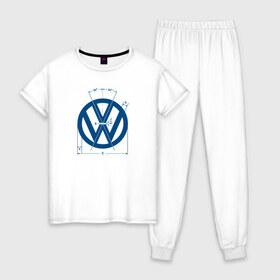 Женская пижама хлопок с принтом Volkswagen в Тюмени, 100% хлопок | брюки и футболка прямого кроя, без карманов, на брюках мягкая резинка на поясе и по низу штанин | golf | golf gti | volkswagen | вольксваген | фолькс ваген | фольксваген