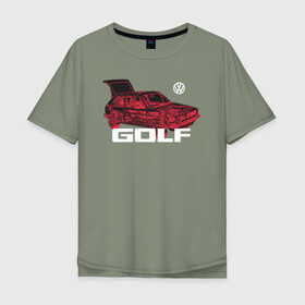 Мужская футболка хлопок Oversize с принтом Golf  в Тюмени, 100% хлопок | свободный крой, круглый ворот, “спинка” длиннее передней части | golf | golf gti | volkswagen | вольксваген | фолькс ваген | фольксваген