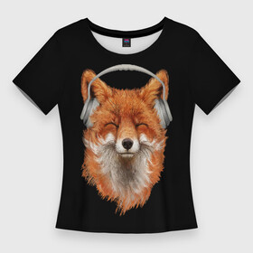 Женская футболка 3D Slim с принтом Лиса в наушниках в Тюмени,  |  | 20 | 2020 | 2k20 | 2к20 | animal | animals | forest | fox | headphones | music | new year | redhead | smile | животное | животные | зима | лес | лис | лиса | лисица | музыка | наушники | новый год | рыжая | смайл | улыбка | фыр