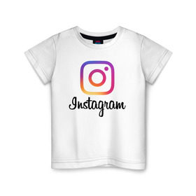 Детская футболка хлопок с принтом Instagram в Тюмени, 100% хлопок | круглый вырез горловины, полуприлегающий силуэт, длина до линии бедер | application | instagram | инстаграм | приложение