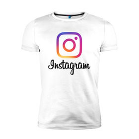 Мужская футболка премиум с принтом Instagram в Тюмени, 92% хлопок, 8% лайкра | приталенный силуэт, круглый вырез ворота, длина до линии бедра, короткий рукав | application | instagram | инстаграм | приложение