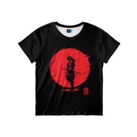 Детская футболка 3D с принтом Samurai в Тюмени, 100% гипоаллергенный полиэфир | прямой крой, круглый вырез горловины, длина до линии бедер, чуть спущенное плечо, ткань немного тянется | Тематика изображения на принте: ahegao | anime | blood | japan | samurai | senpai | warior | аниме | ахегао | воин | катана | кровавая | кровавый | кровь | луна | самураи | самурай | семпай | сенпай | солнце | япония