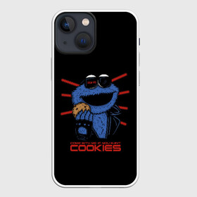 Чехол для iPhone 13 mini с принтом Come with me if you want в Тюмени,  |  | cookie | cookiemonster | delicious | eat | monster | yummy | еда | коржик | куки | кукимонстр | монстр | печенье | сладости | улица | улицасезам