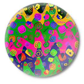 Значок с принтом Instagram в Тюмени,  металл | круглая форма, металлическая застежка в виде булавки | Тематика изображения на принте: application | instagram | инстаграм | приложение