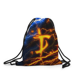 Рюкзак-мешок 3D с принтом DOOM SLAYER в Тюмени, 100% полиэстер | плотность ткани — 200 г/м2, размер — 35 х 45 см; лямки — толстые шнурки, застежка на шнуровке, без карманов и подкладки | doom | doom eternal | thunder | дум | молнии | шторм