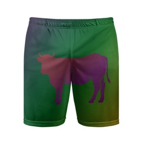 Мужские шорты спортивные с принтом Корова(трехцветный градиент) в Тюмени,  |  | animals | животные | звери | корова | коровка | коровы | мягкий цвет | прикольная картинка | простая картинка