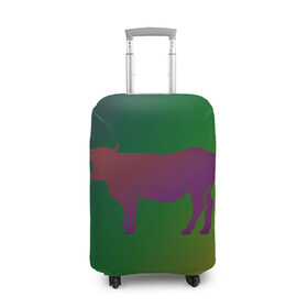 Чехол для чемодана 3D с принтом Корова(трехцветный градиент) в Тюмени, 86% полиэфир, 14% спандекс | двустороннее нанесение принта, прорези для ручек и колес | animals | животные | звери | корова | коровка | коровы | мягкий цвет | прикольная картинка | простая картинка